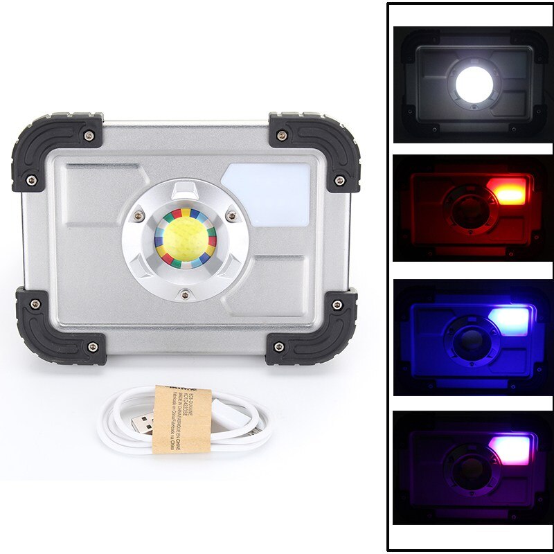 LED Reflector 20w USB charging Floodlight LED Spotlight 18650 Rechargeable Battery Powered Portable Led searchlight camping