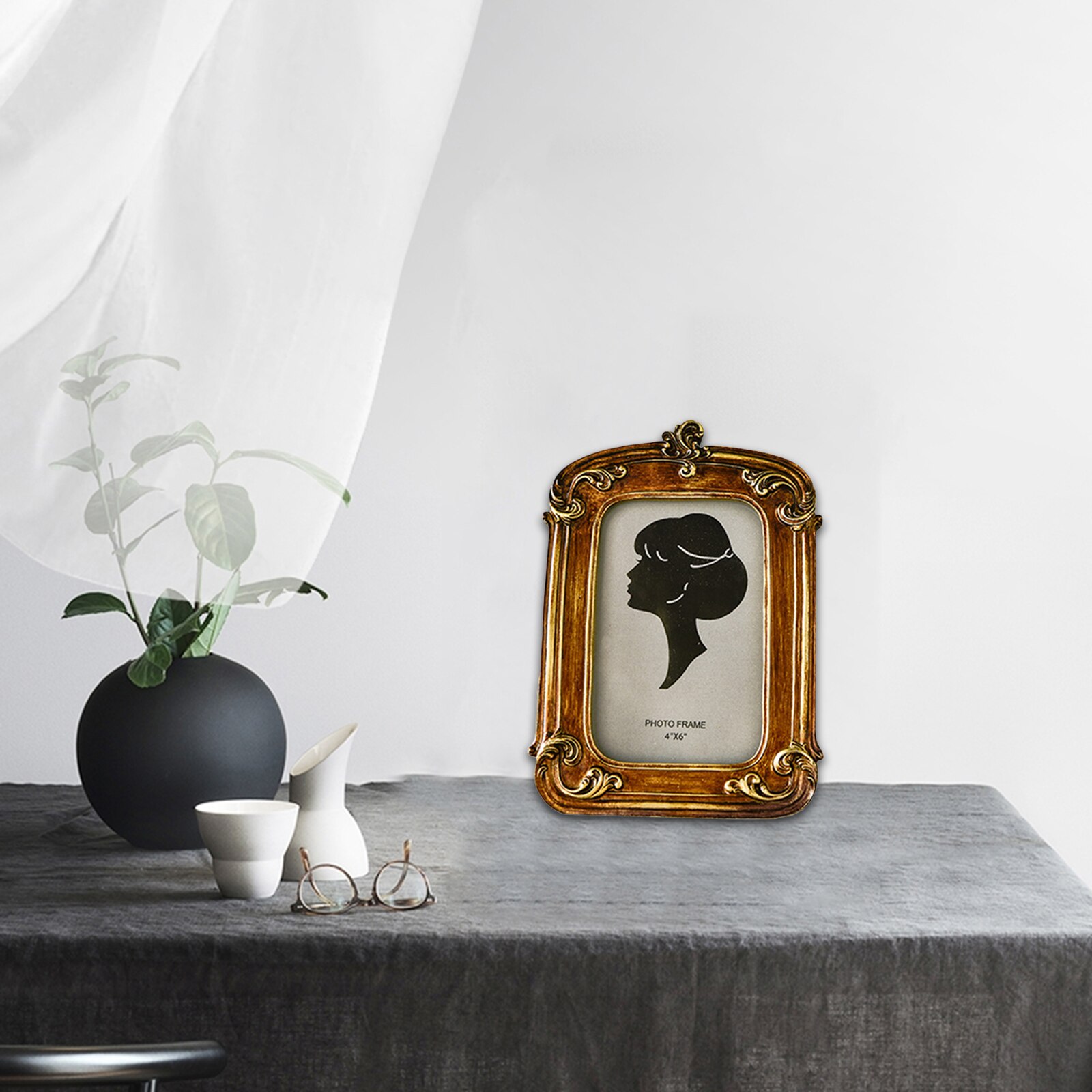 Picture Frame Desktop Photo Holder Decor Golden Freestanding Ornate Frames: A 6inch