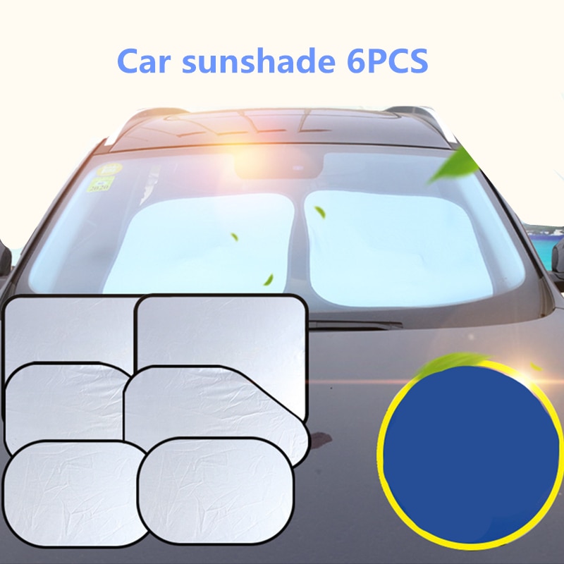 6 stk / sæt sølvbelagt bil parasol til bil solskærm sommer solskærm frontblok sideblok bageste blok solskærmsæt