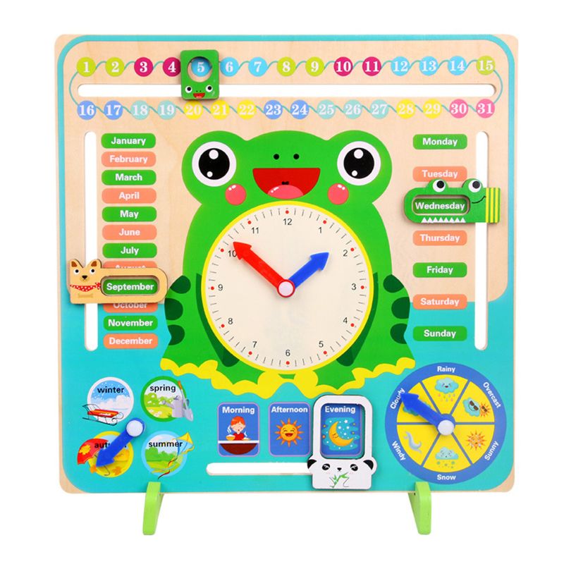 Reloj calendario multifunción juguetes educativos de aprendizaje preescolar para niños, niñas, Chico,: Default Title