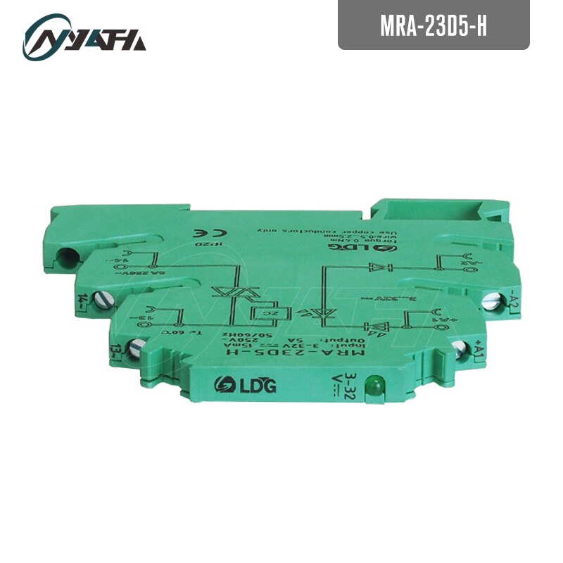1 stk mra -23 d 5h din rail ac solid state relé, relémodul, inngang 5a: 3v 5v 12v 24v dc ac ssr , relé med høy brytekapasitet