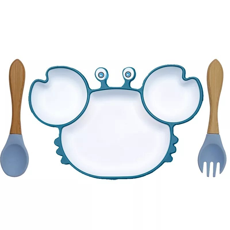 Silicone Feeding DishPlate Set for Baby Crab Shape Divider Tableware BPA Free Non-Slip Children Dishes Kitchenware Kids Stuff: Set 3
