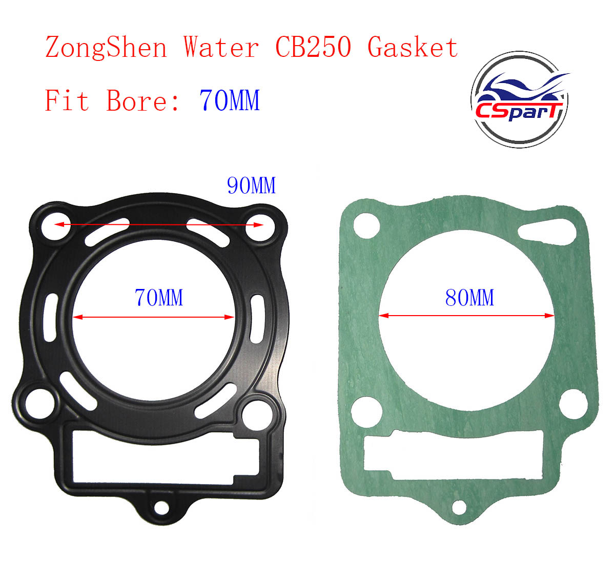 LONCIN ZONGSHEN-Juego de juntas de pistón de motor refrigerado por agua, CB250, 250, 250cc, 70mm, 16mm, cilindro de dirt bike atv quad: Gasket