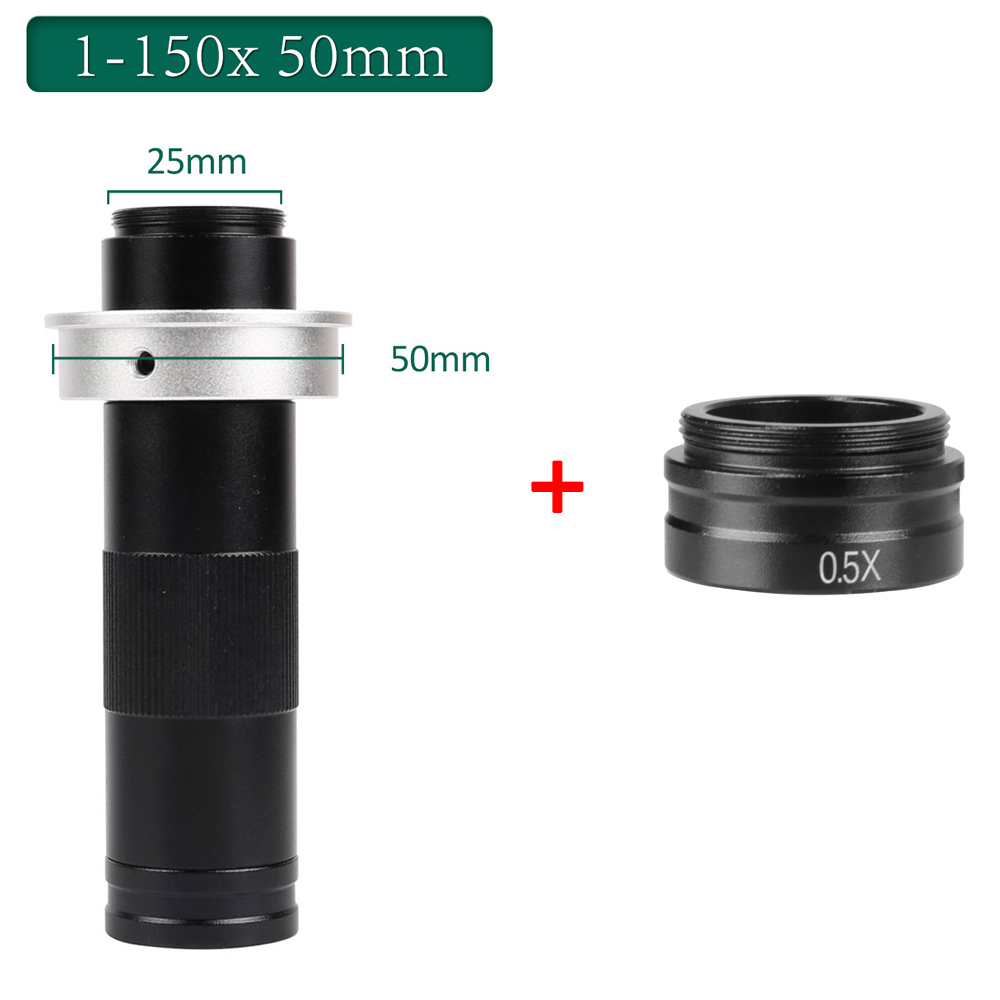 YIZHAN Magnification Adjustable 150X Zoom C Mount Lens With 0.5X Objective For HDMI USB Industrial Digital Microscope Camera: grey