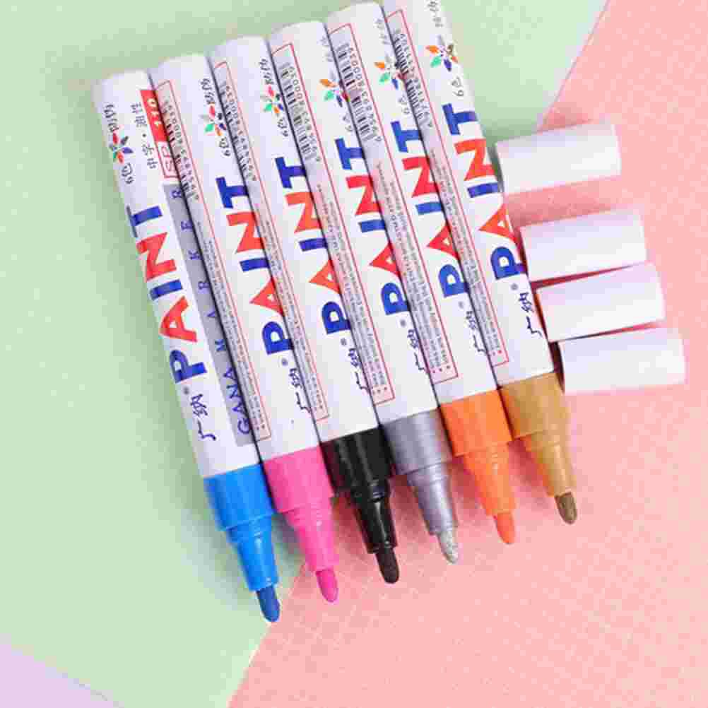 6pcs Industrial Paint Pens Paint Repair Pen Waterproof Marker Graffiti Color Markers