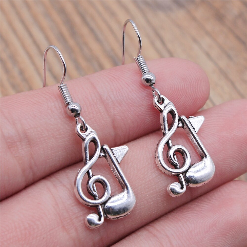 Musical Jewelry Earrings Musical Note Microphone Drum Guitar Violin Shaped Dangle Earrings For Girls Women: Dark Gold