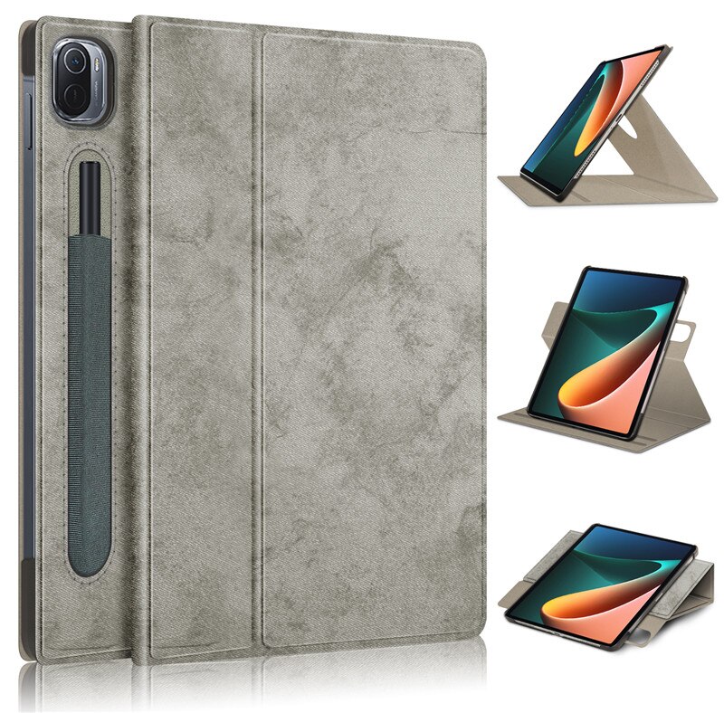 Per Xiaomi Pad 5 custodia per Tablet tessuto morbido supporto girevole a 360 gradi Smart Cover per Funda Mipad 5 Mi Pad 5 Pro custodia Coque 11 pollici: Gray-Fabric / For Mi Pad 5 Pro