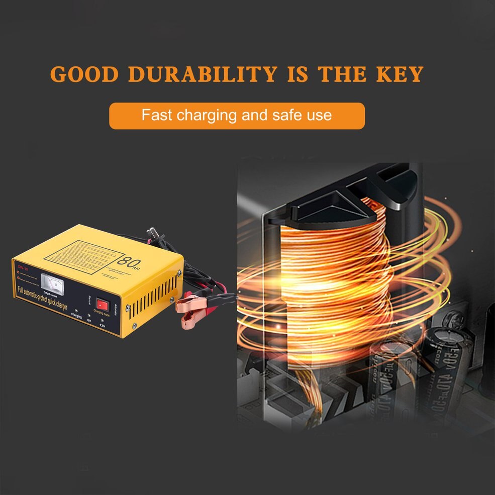 Full Automatic-protect Quick Charger 6V/12V 80AH 140W Automatic Intelligent Car Battery Charger Negative Pulse