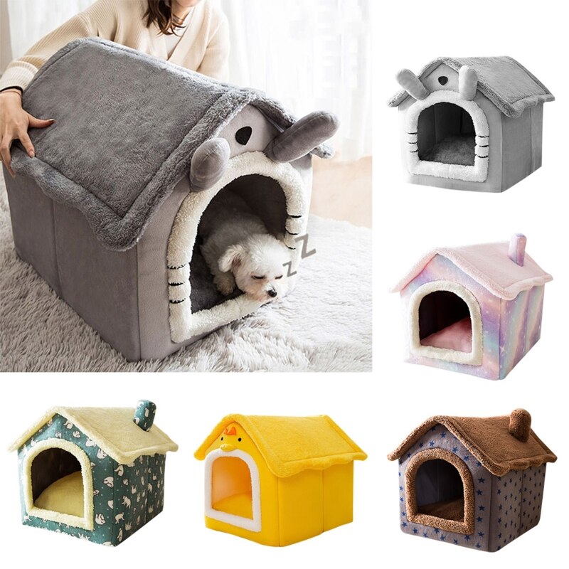 Gezellige Huisdier Bed Huis Warm Pluche Grot Slapen Bedden Puppy Winter Nest Voor Katten En Kleine Honden Mooie Cabine Vormige 5 Stijlen Y5GB