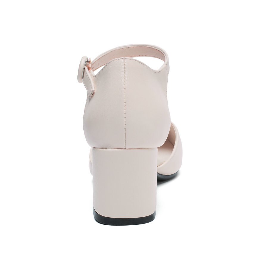 QUTAA carré haut talon boucle femmes chaussures en cuir souple PU femmes pompes bout rond décontracté unique chaussures grande taille 34-43
