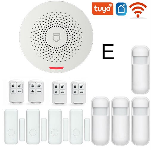 WIFI Security Alarm System Tuya APP Smart Life Built In Siren PIR Motion Detection Door/Window Open Sensor For Home Security