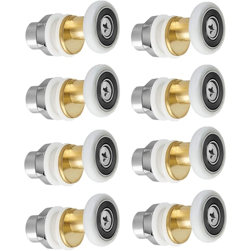 8pcs Sliding Door Rollers - Stainless Steel, For Shower Glass Doors, Windows & Bathroom Doors