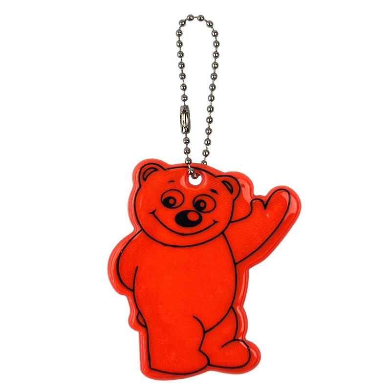 Sød bjørn reflekterende taske vedhæng pvc reflekterende nøgleringe bil nøgleringe tilbehør til trafiksikkerhed brug reflektor: Orange rød