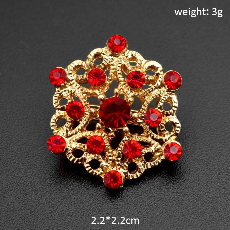 Broche Pin 25 Kleuren Vintage Kleurrijke Crystal Gold Bloemen Rhinestone Broche Pin Badge Diy Strass Accessoires Party Bruiloft: 12
