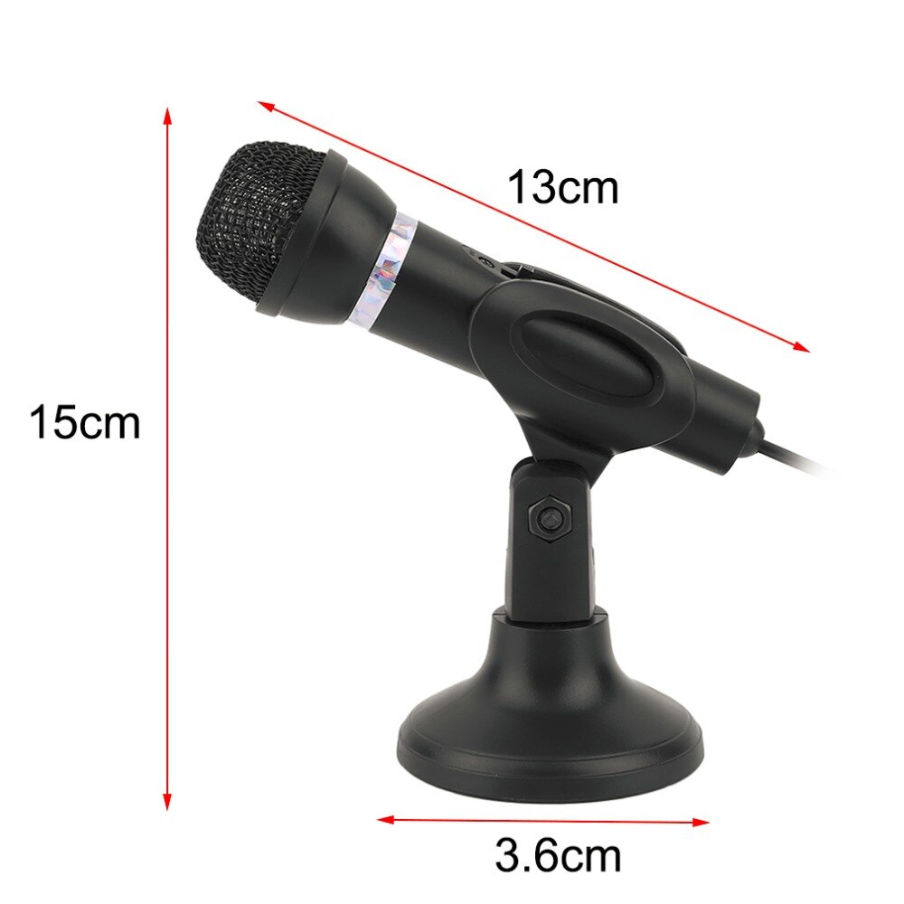 Computer Notebook Desktop Microphone Wire Karaoke Handheld Microphone 3.5mm Mic With Base For Singing Recording