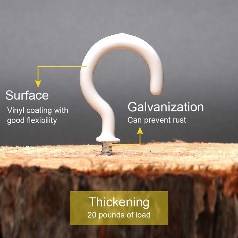 Vinyl Coated Ceiling Hooks Multipurpose Screw Hooks and S Shaped for Hanging Plants, Cups, Utensils, Lights and Stuff