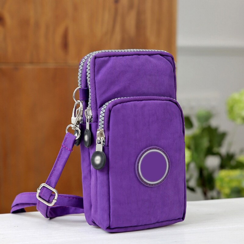 Wallet Outdoor Sports 3 Layers Storage Zipper Waterproof Nylon Crossbody Wrist Shoulder Bag Cell Phone Pouch Bags For Women: 7