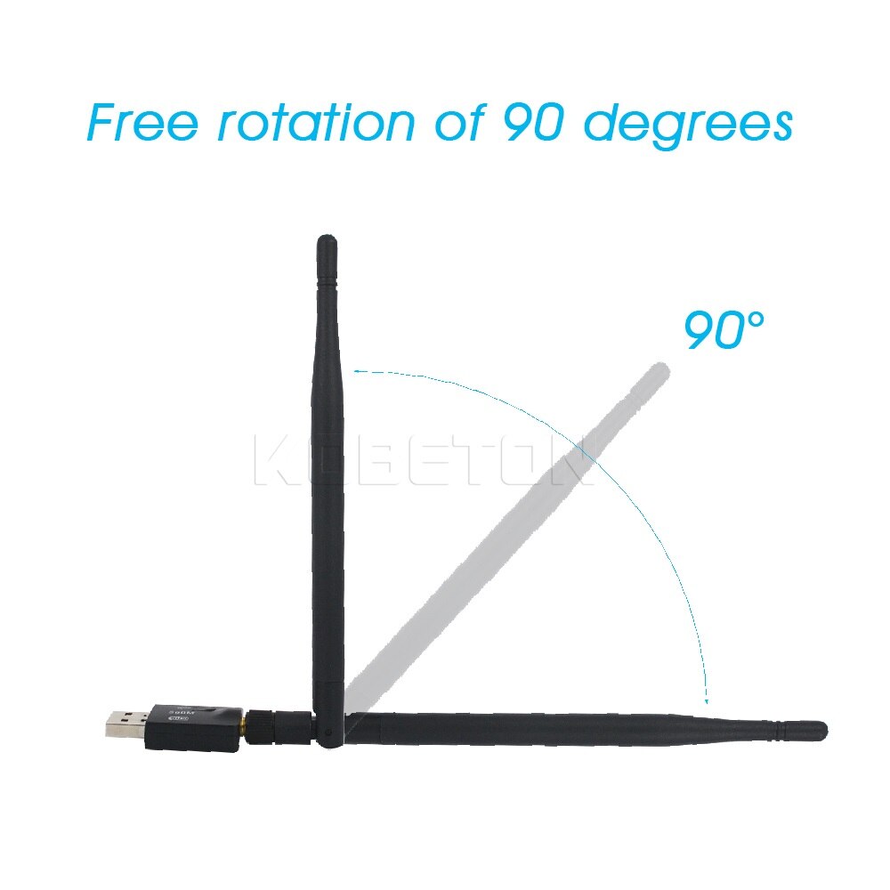 KEBETEME haute vitesse 300 Mbps Mini sans fil USB WiFi adaptateur carte lan avec antenne externe et bouton de fonction WPS pour ordinateur portable