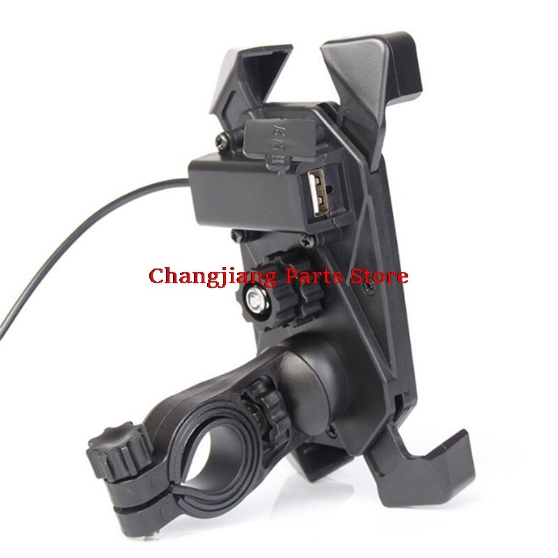 1PC ABS Motorcycle Charger Cell Phone Mount Holder Clamp with USB Charger For Electric Bicycle Scooter ATV GPS Holder Universal