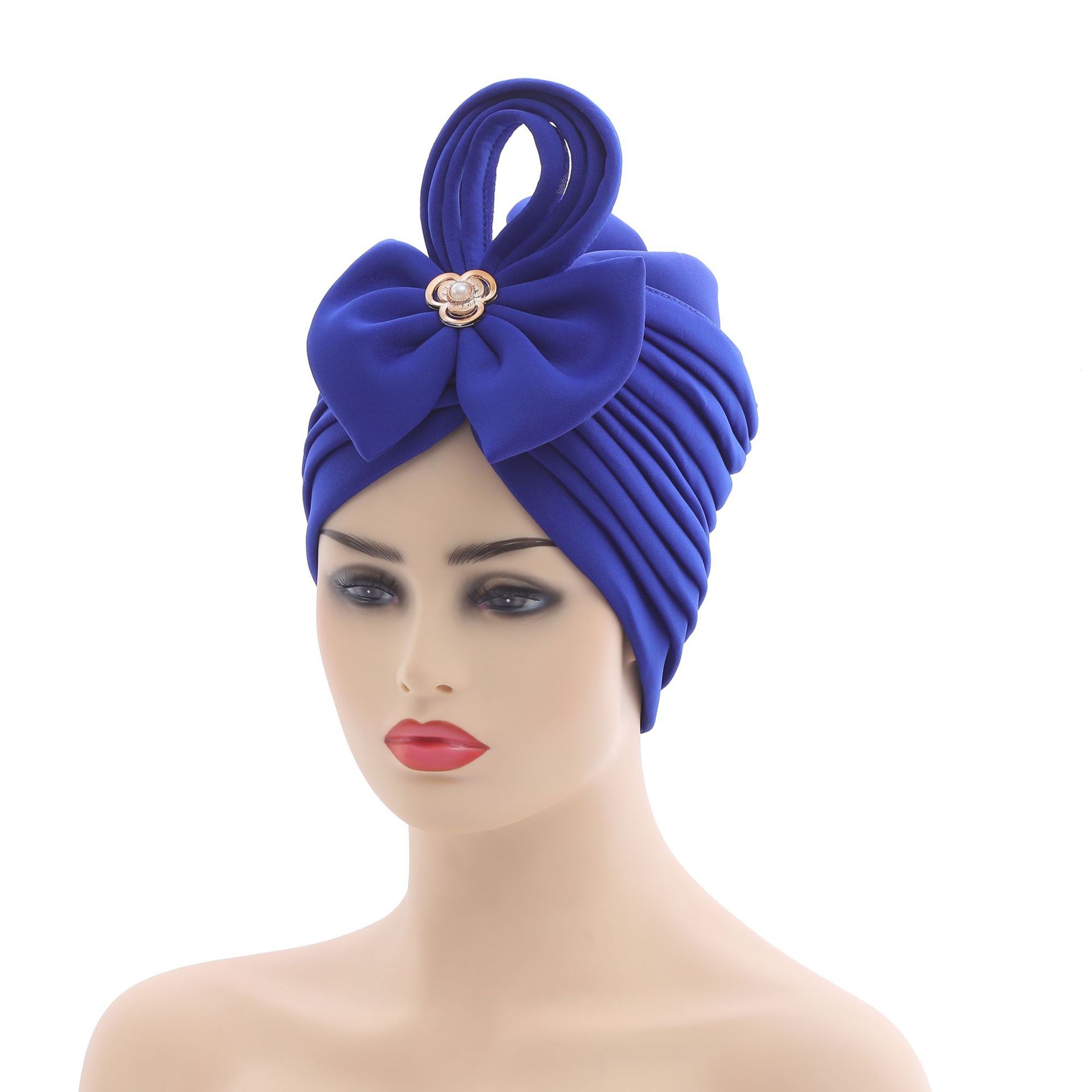 2022 neueste Nigerian Hochzeit Gele Kappe Afrikanische Auto Gele Headtie Muslimischen Turban Kappe Arabische Indien Hütte Weibliche Kopf wickeln Turbante mujer: königlich Blau