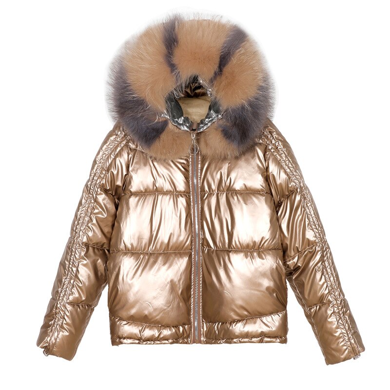 Glanzend Winter Down Katoen Gewatteerde Jas Voor Vrouwen Dikke Heldere Zwarte Korte Glimmende Jas Roze Zwart Goud Katoen Parka: Goud / Xxl