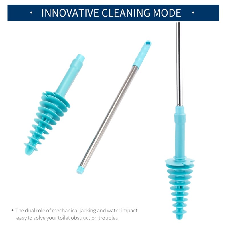 Toilet Brush Plunger Stainless Steel Long-Handled with Wall Hook Dredge Cleaned Flexible Sewer Pipe Clogging Household Tool