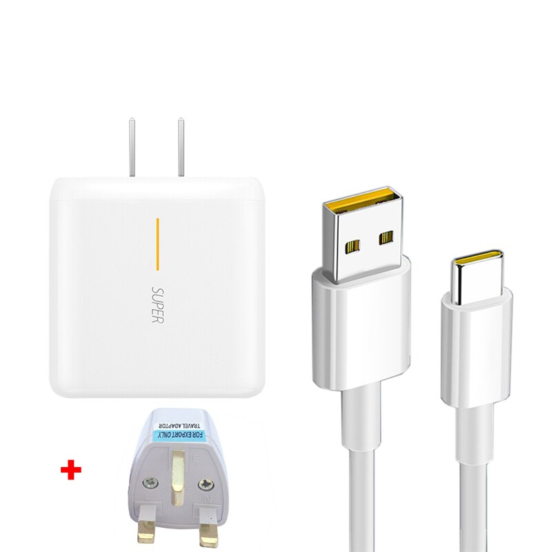 65W Supervooc 2.0 Fast Charger For OPPO Reno Ace Ace2 Reno 4 Reno 5 Reno 6 Pro+ 5G SE K9 Realme 8 Super Dart 1M USB Type-C Cable: US Charger UK Cable