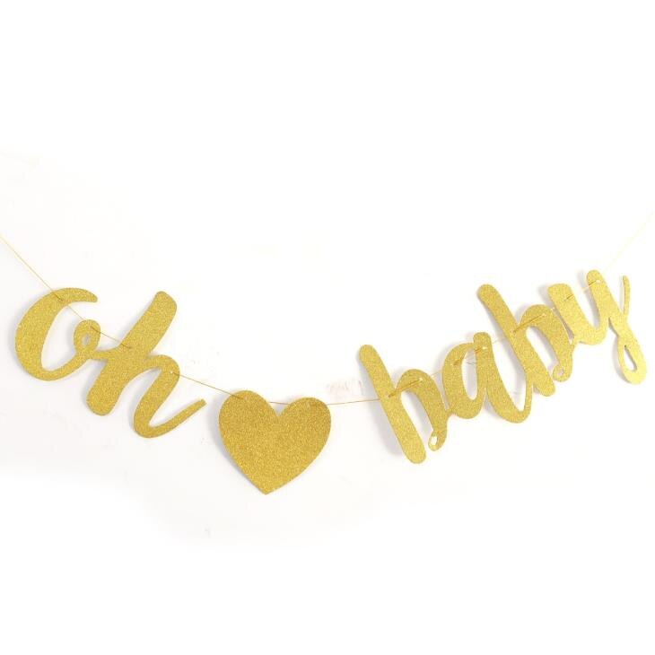 1 ensemble banderole en papier mignonne | Banderole de fête prénatale Oh Baby Oh Boy ou Girl amour cœur, drapeau décoration de fête, guirlande banderole révélateur de sexe