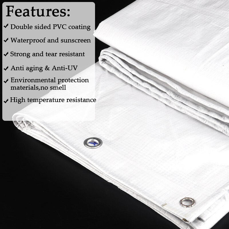 Lona grossa da barraca de 0.32mm ao ar livre branco jardim plantas toldo pano caminhão do carro à prova de chuva de encerado pano pátio