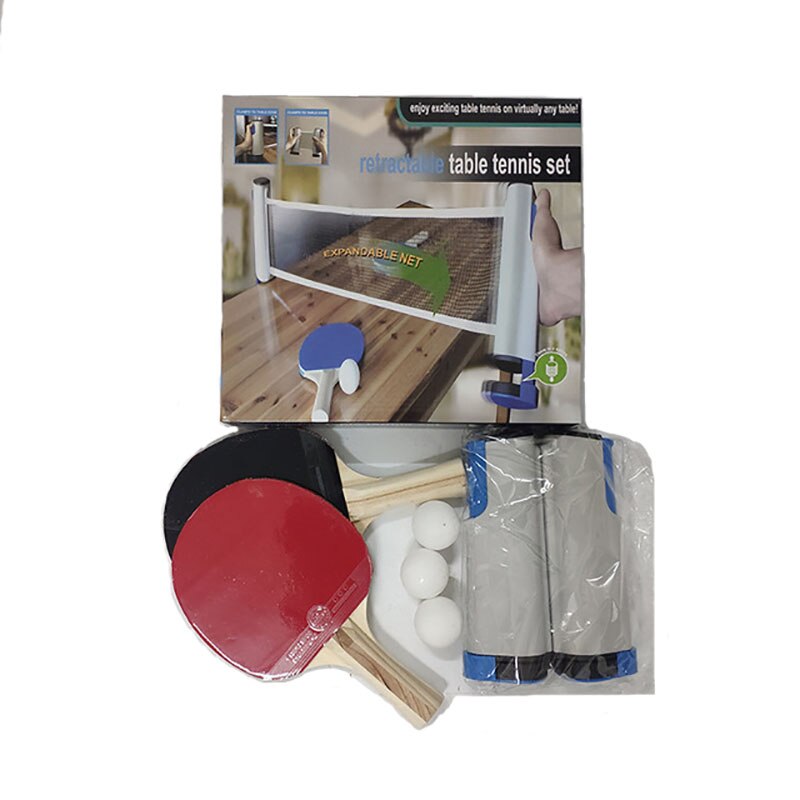 Table Tennis Net Assembly Suit Including Ping Pong Racket Ping Pong Balls Retractable Table Tennis Net Portable For Any Table: Gray blue
