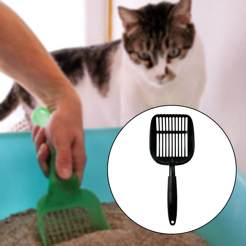 Cat Litter Box Scoop Wide Poop Picker Long Handle Rust Resistant Corrosion Resistant Litter Box Cleaner for Cat Poop Sifting Pet: Vertical hole