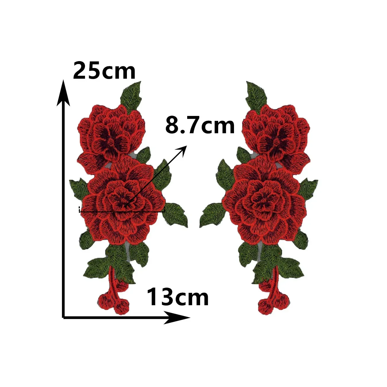 Bordado de poliéster rojo bordado colorido encaje de costura DIY de 1-10 piezas accesorios de ropa decorativos