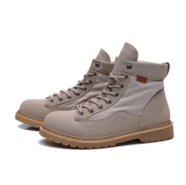 Winter Waterdicht heren Casual Laarzen Tij Britse Wind Casual Lederen Heren Winter Laarzen High Top heren Martin laarzen: Beige / 9.5