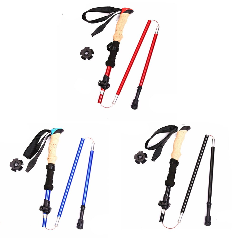 Bastones de Trekking de fibra de carbono, ultraligeros, plegables, para senderismo y correr