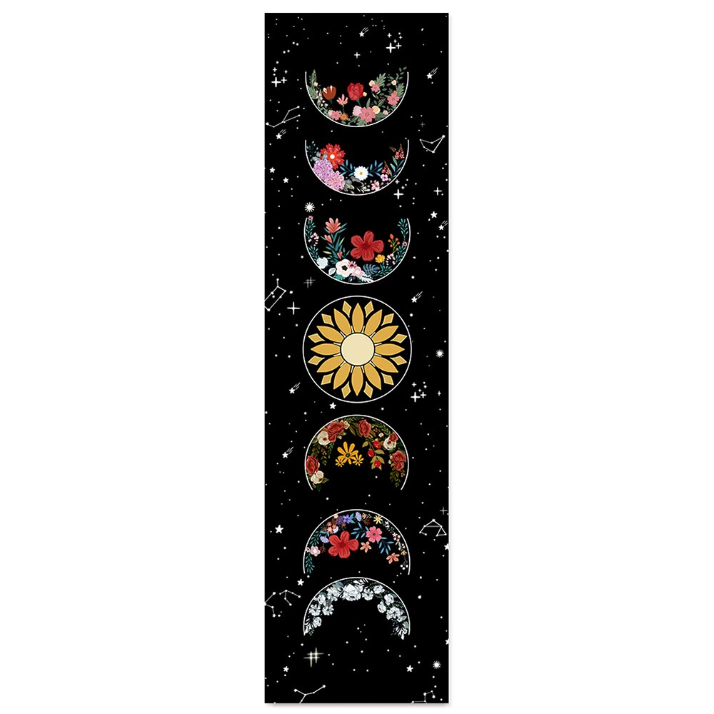 Moon Phase Tapestry Wall Hanging Flowers Moon Black and White Wall Art Tapestries for Bedroom Living Room Drom Home Decor: black