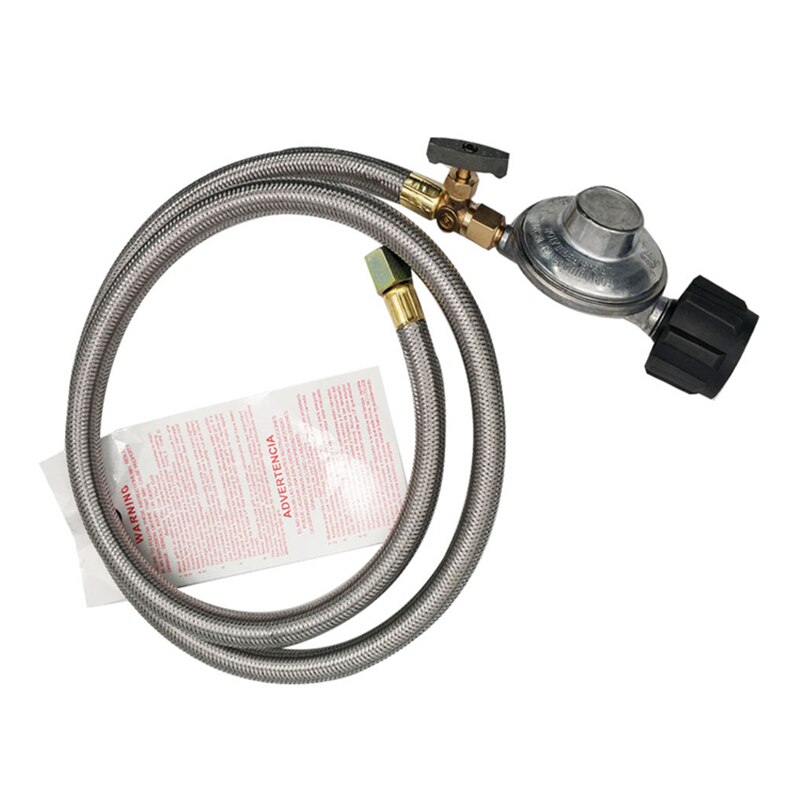 JayCreer Propane Grill Shut-Off Control Regulator Valve with 4FT Braided Flexible Hose Low Pressure Valve With Shut-Off Valve