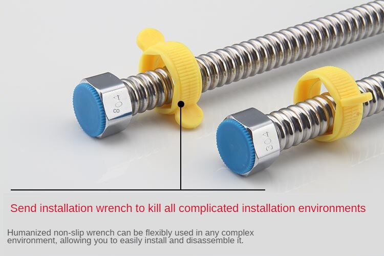 2 Pcs Thick 304 Stainless Steel Corrugated Pipes Water Heater Cold Water Inlet Pipes Solar Explosion-proof Metal Hoses