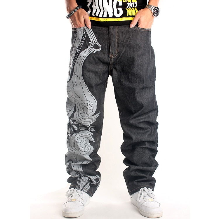 2019 calças de Brim Dos Homens Novos da Marca Hip Hop Skate Homens Calças de Ganga Largas Calças Jeans Denim Calças Casual Solta Calça Jeans Hiphop Rap tamanhos grandes
