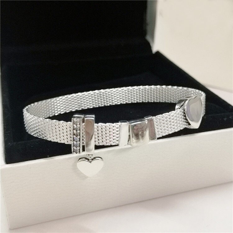 Il trasporto libero 925 Sterling silver Timeless Sparkle Galleggiante Braccialetto Del Cuore Per Le Donne Gioielli FAI DA TE