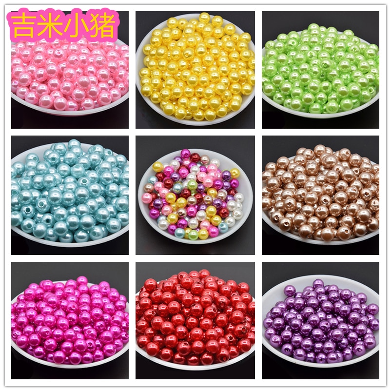 10 farver runde perler legetøj til børn pige viftende halskæde snøring legetøj diy armbånd håndlavet pink blå rød perle til børn