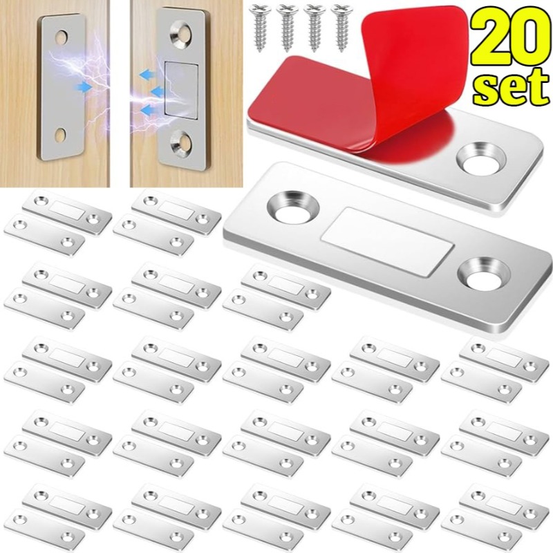 20/1Set Strong Magnetic Cabinet Catches Invisible Magnets Door Stopper Patch Adhesive Furniture Drawer Window Door Closer Latch