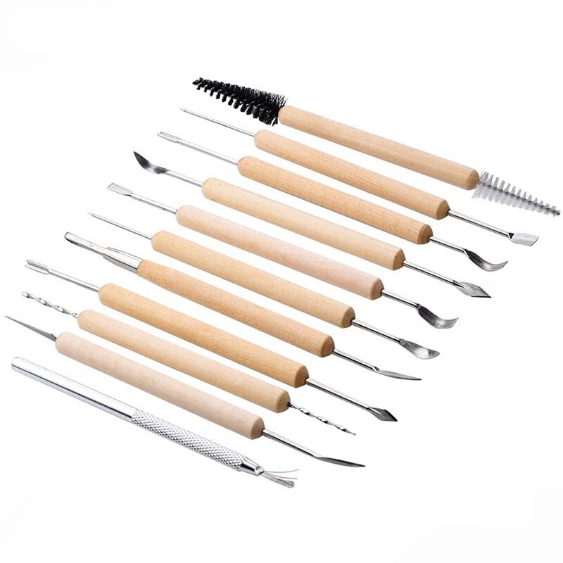 Sculpting Tool Pottery Tools Wood Handle Pottery Set Wax Carving Sculpt Smoothing Polymer Shapers Pottery Clay Ceramic Tool