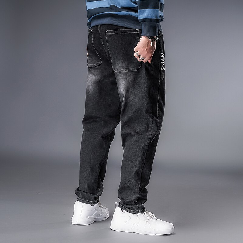 Plus size 6xl 5xl xxxxl jeans män lös stor storlek fet hiphop streetdance streetwear jeansbyxor vida ben plus size