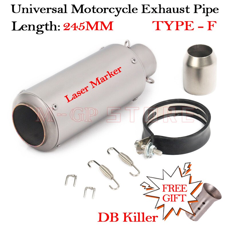 51MM Motorcycle Short Exhaust Slip On Universal Modified Moto Escape DB Killer Muffler For S1000RR Z900 CBR1000 R3 R25 MT07 MT09: TYPE-F