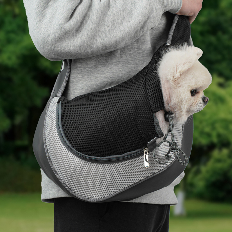 Reflektierende, atmungsaktive Netz-Haustiertasche, tragbare Umhängetasche für Katzen und Welpen, für Reisen, sicher und bequem für ausgehende Haustiere