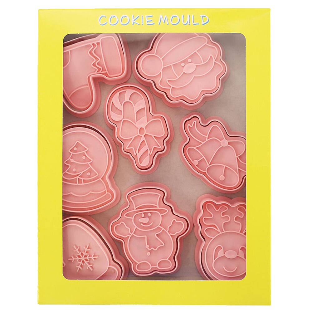 Moule à biscuits en forme de boule de cristal, pour noël, père noël, Elk, emporte-pièce, glaçage, Fondant, outil de décoration de gâteaux, 8 pièces/ensemble
