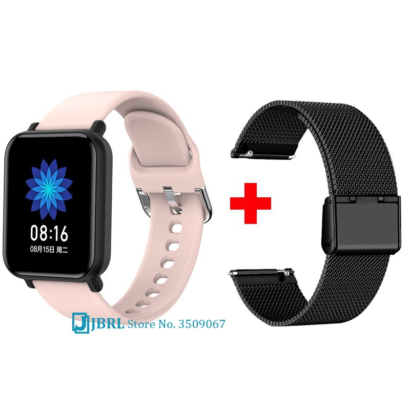 Melhor banda inteligente dos homens das mulheres pulseira inteligente rastreador de fitness para android ios smartband moda toque completo pulseira de pulso inteligente banda: pink add strap 5