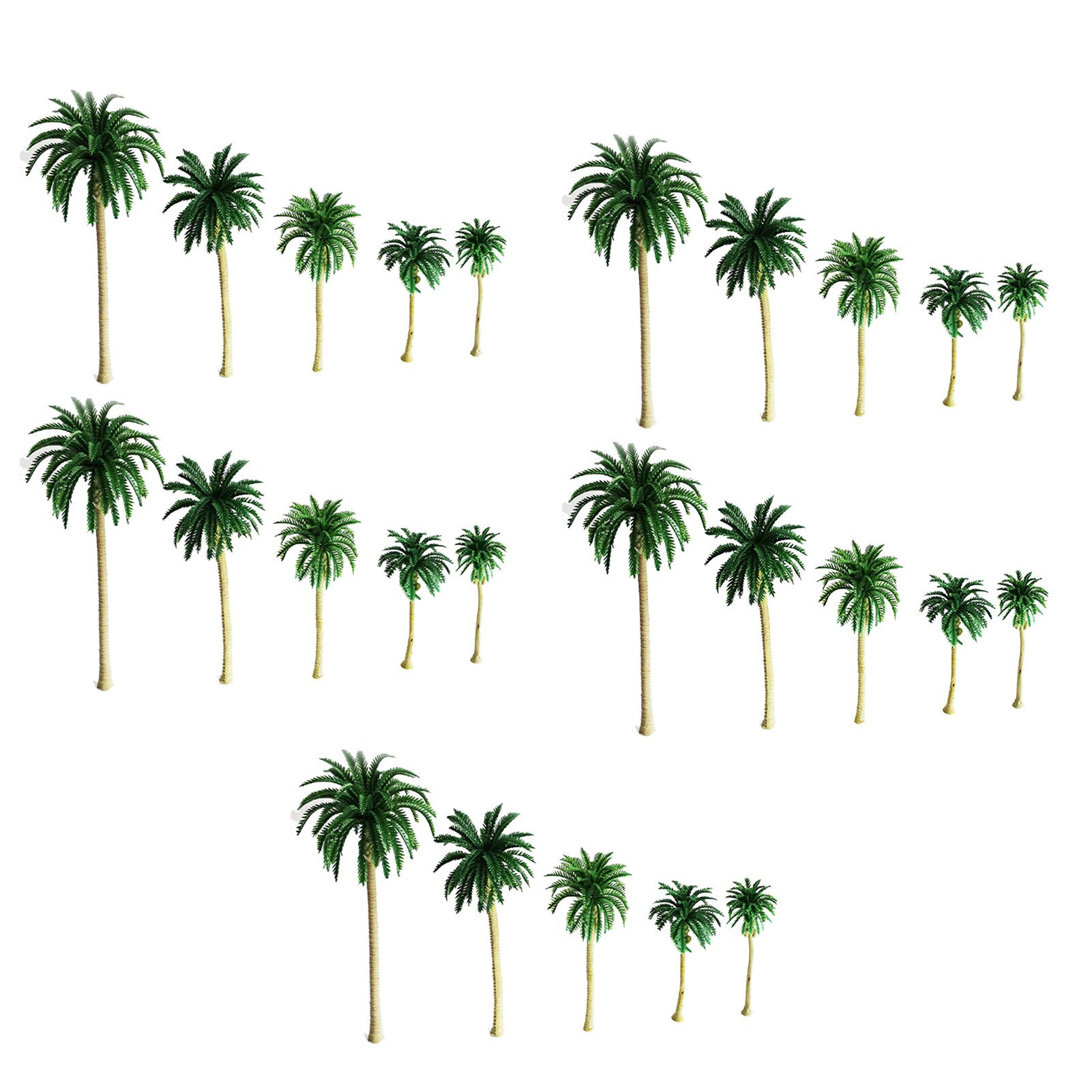 DIY Building Decor Diorama Architectural Model Realistic Sand Table Simulation Coconut Tree Train Scenery Miniature Landscape: 25pcs