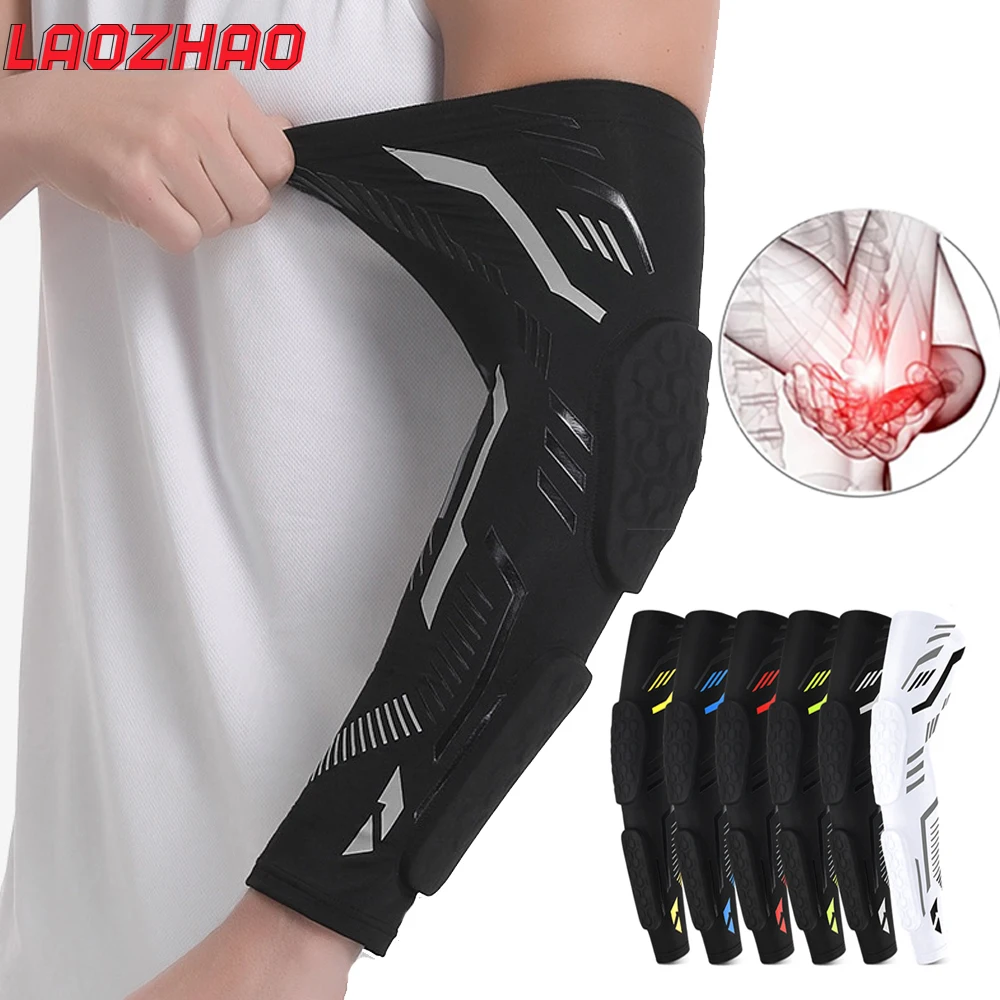 1 Stück gepolsterte Armmanschette, schützende Kompressions-Ellenbogenschoner, Basketball, Fußball, Volleyball, Sport, Jugend und Erwachsene, einzelne Ärmel