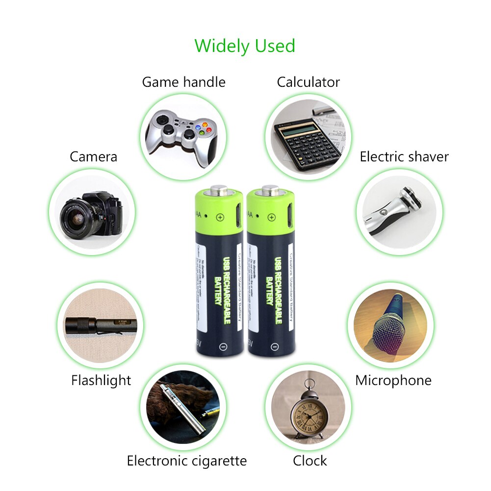 Aa Batterij 1.5V Lithium 1700Mah Aa Usb Li-Ion Batterij 1.85Wh Li-Polymeer Met Usb Oplaadbare + Usb kabel Charger Kit Voor Klokken